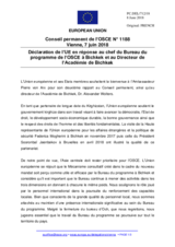 Déclaration de l’UE en réponse au chef du Bureau du programme de l’OSCE à Bichkek et au Directeur de l’Académie de Bichkek