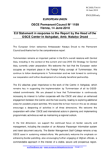 Statement by the Bulgarian EU Presidency in response to the report by the Head of the OSCE Centre in Ashgabat, Ambassador Natalya Drozd