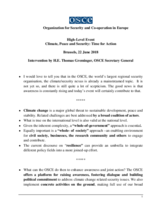 Intervention by OSCE Secretary General at high-level event: Climate, Peace and Security: Time for Action