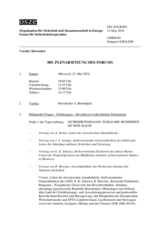 Journal der 885. Plenarsitzung des Forums