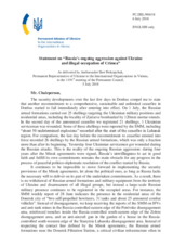 Statement by the Delegation of Ukraine on Russia’s ongoing aggression against Ukraine and the illegal occupation of Crimea