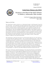 Statement by the Delegation of the United States of America in response to the report by the Head of the OSCE Mission to Moldova, Ambassador Michael Scanlan