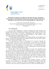 Statement by the Delegation of Ukraine in response to the address by the State Secretary and Special Representative of the Minister of Foreign and European Affairs of the Slovak Republic for the Slovak 2019 OSCE Chairmanship, Mr. Lukáš Parízek