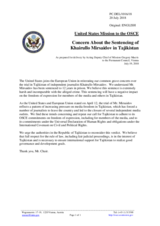 Statement by the Delegation of the United States of America on the sentencing of Mr. K. Mirsaidov in Tajikistan