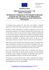 Statement by the Austrian EU Presidency in response to the address by the Vice President of the Microsoft Corporation, Mr. John Frank, on the Digital Geneva Convention, with a Special Focus on the Cybersecurity Tech Accord