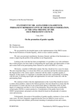 Statement by the Delegation of the Russian Federation in response to the presentation by the Secretary General of the Annual Evaluation Report on the Implementation of the 2004 OSCE Action Plan for the Promotion of Gender Equality