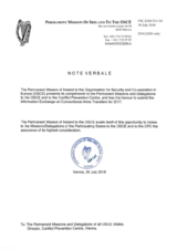 Response by the Delegation of Ireland to the Questionnaire on Participating States’ Policy and/or National Practices and Procedures for the Export of Conventional Arms and Related Technology
