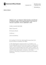 Opening statement by Mr. Jan Salestrand, State Secretary to the Minister for Defence, Sweden