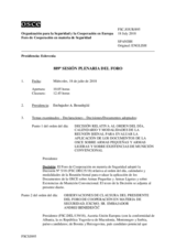 Diario de la 889ª Sesión plenaria del Foro de Cooperación en materia de Seguridad  