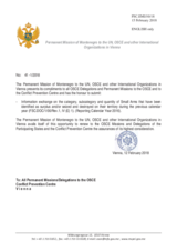 Annual Information by the Delegation of Montenegro on SALW Identified as Surplus and/or Seized and Destroyed