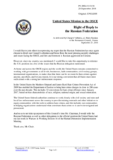 Statement by the Delegation of the United States of America in response to the statement by the Delegation of the Russian Federation on the rise of neo-Nazism in the OSCE area as a consequence of the Munich Agreement of 1938