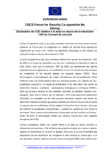 Déclaration de l´UE relative à la mise en oeuvre de la résolution 1540 du Conseil de sécurité