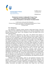 Statement by the Delegation of Ukraine in response to the report by the Chief Observer of the OSCE Observer Mission at two Russian checkpoints on the Russian-Ukrainian border, Ambassador György Varga