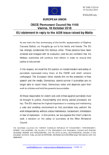 Statement by the Austrian EU Presidency on the first anniversary of the murder of journalist and blogger Ms. D. Caruana Galizia