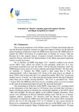 Statement by the Delegation of Ukraine on Russia’s ongoing aggression against Ukraine and the illegal occupation of Crimea