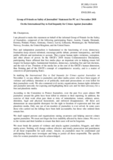 Statement by the Delegation of Germany, also on behalf of several delegations, on the United Nations International Day to End Impunity for Crimes against Journalists, to be observed on 2 November 2018
