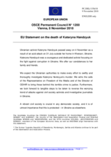 Statement by the Austrian EU Presidency on killing of Ukrainian activist Ms. K. Handziuk
