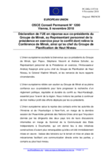 Déclaration de l’UE en réponse aux co-présidents du Groupe de Minsk, au Représentant personnel de la présidence en exercice pour le conflit dont relève la Conférence de Minsk, ainsi qu’au chef du Groupe de Planification de Haut Niveau