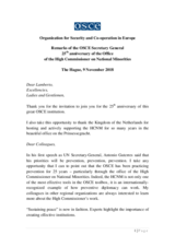 Remarks by OSCE Secretary General at the 25th anniversary of the Office of the High Commissioner on National Minorities