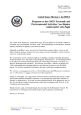 Statement by the Delegation of the United States of America in response to the report by the Co-ordinator of OSCE Economic and Environmental Activities, Ambassador Vuk Žugić