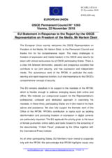 Statement by the Austrian EU Presidency in response to the report by the OSCE Representative on Freedom of the Media, Mr. Harlem Désir 