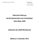 Statement by H.E. Heiko Maas, Federal Minister for Foreign Affairs 