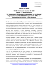 Statement by the Austrian EU Presidency in response to the address by the Special Representative of the OSCE Chairperson-in-Office on Combating Corruption, Ms. Paola Severino