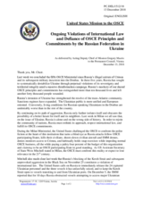 Statement by the Delegation of the United States of America on Russia’s ongoing aggression against Ukraine and the illegal occupation of Crimea