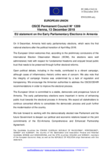 Statement by the Austrian EU Presidency on the early parliamentary elections in Armenia, held on 9 December 2018