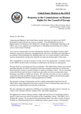 Statement by the Delegation of the United States of America in response to the address by the Commissioner for Human Rights of the Council of Europe, H.E. Ms. Dunja Mijatović