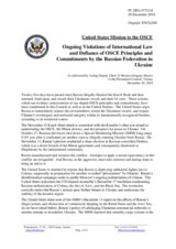 Statement by the Delegation of the United States of America on Russia’s ongoing aggression against Ukraine and the illegal occupation of Crimea