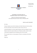 Statement by the Delegation of Norway on the latest Russian act of unprovoked armed aggression against Ukraine