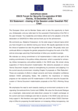 Statement by the Austrian EU Presidency in response to the closing remarks by the Chairperson of the Forum for Security Co-operation, H.E. Ambassador Ulrika Funered