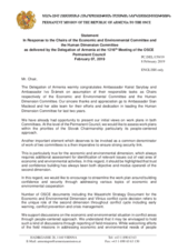 Statement by the Delegation of Armenia in response to the presentations by the Chairpersons of the Economic and Environmental Committee and the Human Dimension Committee