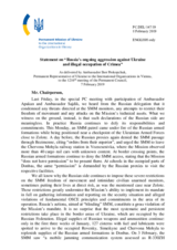 Statement by the Delegation of Ukraine on Russia’s ongoing aggression against Ukraine and the illegal occupation of Crimea