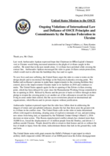 Statement by the Delegation of the United States of America on Russia’s ongoing aggression against Ukraine and the illegal occupation of Crimea