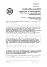 Statement by the Delegation of the United States of America on the commemoration of the International Holocaust Remembrance Day