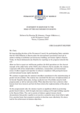 Statement by the Delegation of Norway in response to the report by the Head of the OSCE Mission in Kosovo, Ambassador Jan Braathu