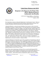 Statement by the Delegation of the United States of America in response to the report by the Head of the OSCE Mission in Kosovo, Ambassador Jan Braathu