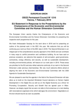 Statement by the Romanian EU Presidency in response to the presentations by the Chairpersons of the Economic and Environmental Committee and the Human Dimension Committee