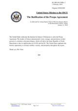 Statement by the Delegation of the United States of America on the ratification Process for the Prespa Agreement