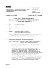 Journal de la 72ème séance commune du Forum pour la coopération en matière de sécurité et du Conseil permanent