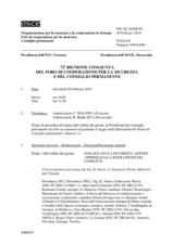 Giornale della 72a Riunione congiunta del Foro di cooperazione per la sicurezza e del Consiglio permanente