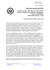 Statement by the Delegation of the United States of America  in response to the report by the Chief Observer of the OSCE Observer Mission at Two Russian Checkpoints on the Russian-Ukrainian Border, Ambassador György Varga