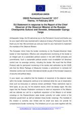Statement by the Romanian EU Presidency in response to the report by the Chief Observer of the OSCE Observer Mission at Two Russian Checkpoints on the Russian-Ukrainian Border, Ambassador György Varga
