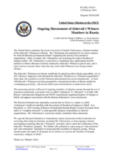 Statement by the Delegation of the United States of America on the situation of the Jehovah’s Witnesses in the Russian Federation