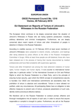 Statement by the Romanian EU Presidency on the situation of the Jehovah’s Witnesses in the Russian Federation