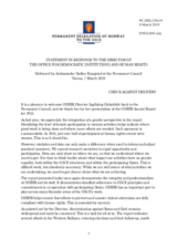Statement by the Delegation of Norway in response to the report by the Director of the Office for Democratic Institutions and Human Rights (ODIHR), Ms. Ingibjörg Sólrún Gísladóttir