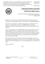 Statement by the Delegation of the United States of America on the release of the 2018 Country Reports on Human Rights Practices