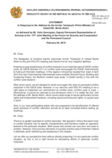 Statement by the Delegation of Armenia in response to the perspective by Mr. B. Ahern, former Taoiseach (Prime Minister) of Ireland
